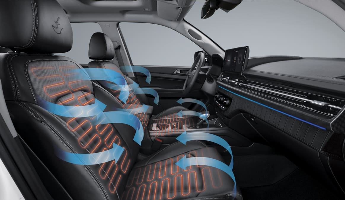 El volante del Nuevo Musso de KGM te proporciona control y comodidad total.